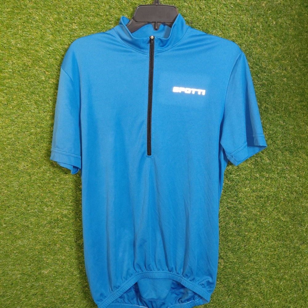 Spotti Mens Cycling Jersey Top Blue Short Sleeve Quarter Zip Activewear‎